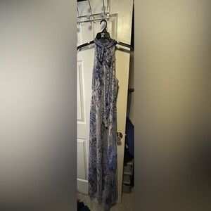 Elegant Blue and White halter dress